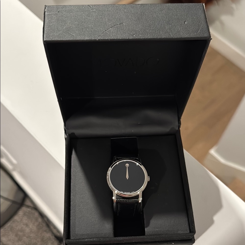 Movado Sleek Black and Silver Timepiece men’s watch
